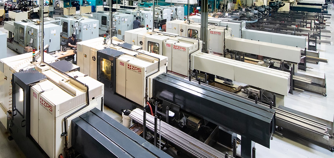High-speed CAM multi-spindle automatic screw machine setup