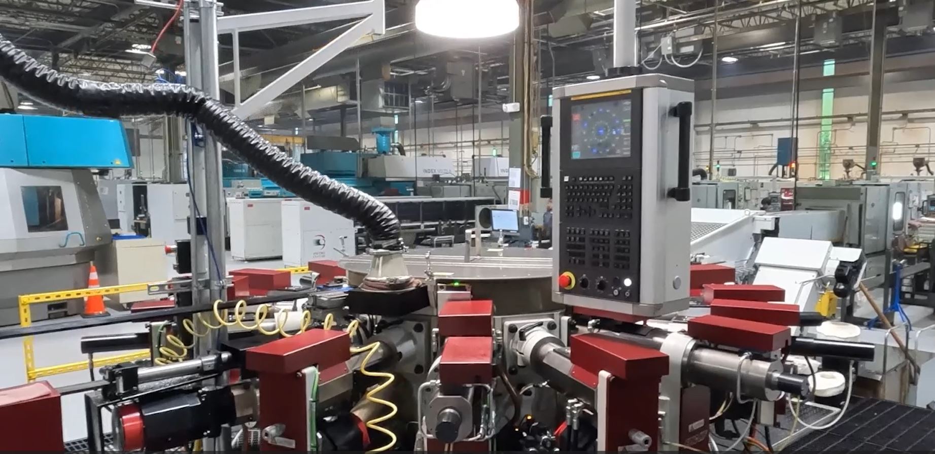 16-station CNC Hydromat Rotary Transfer Machining Center producing high-volume precision components